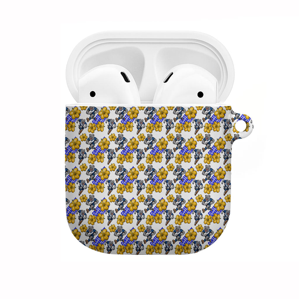 Canterbury-Bankstown Bulldogs AirPods Case Tropical Hibiscus Floral Seamless Rugby Mascot