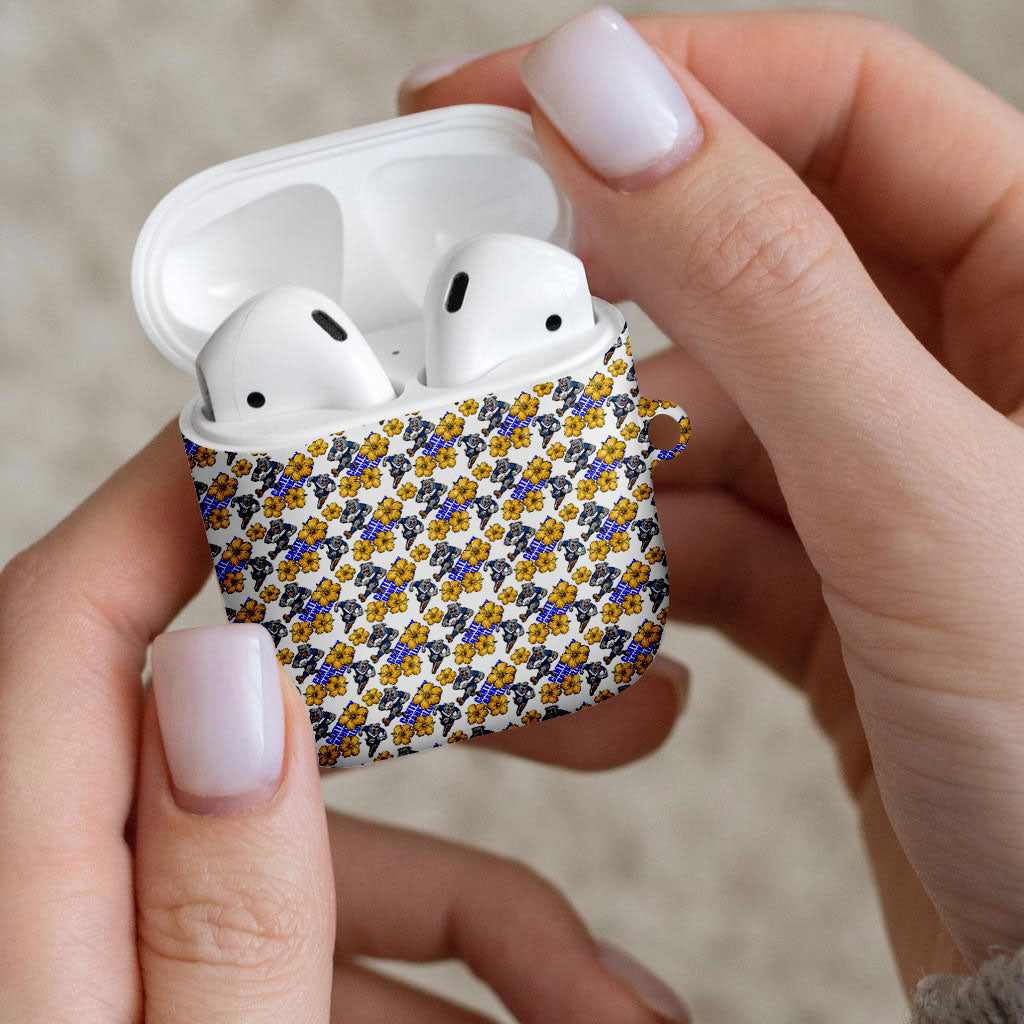 Canterbury-Bankstown Bulldogs AirPods Case Tropical Hibiscus Floral Seamless Rugby Mascot