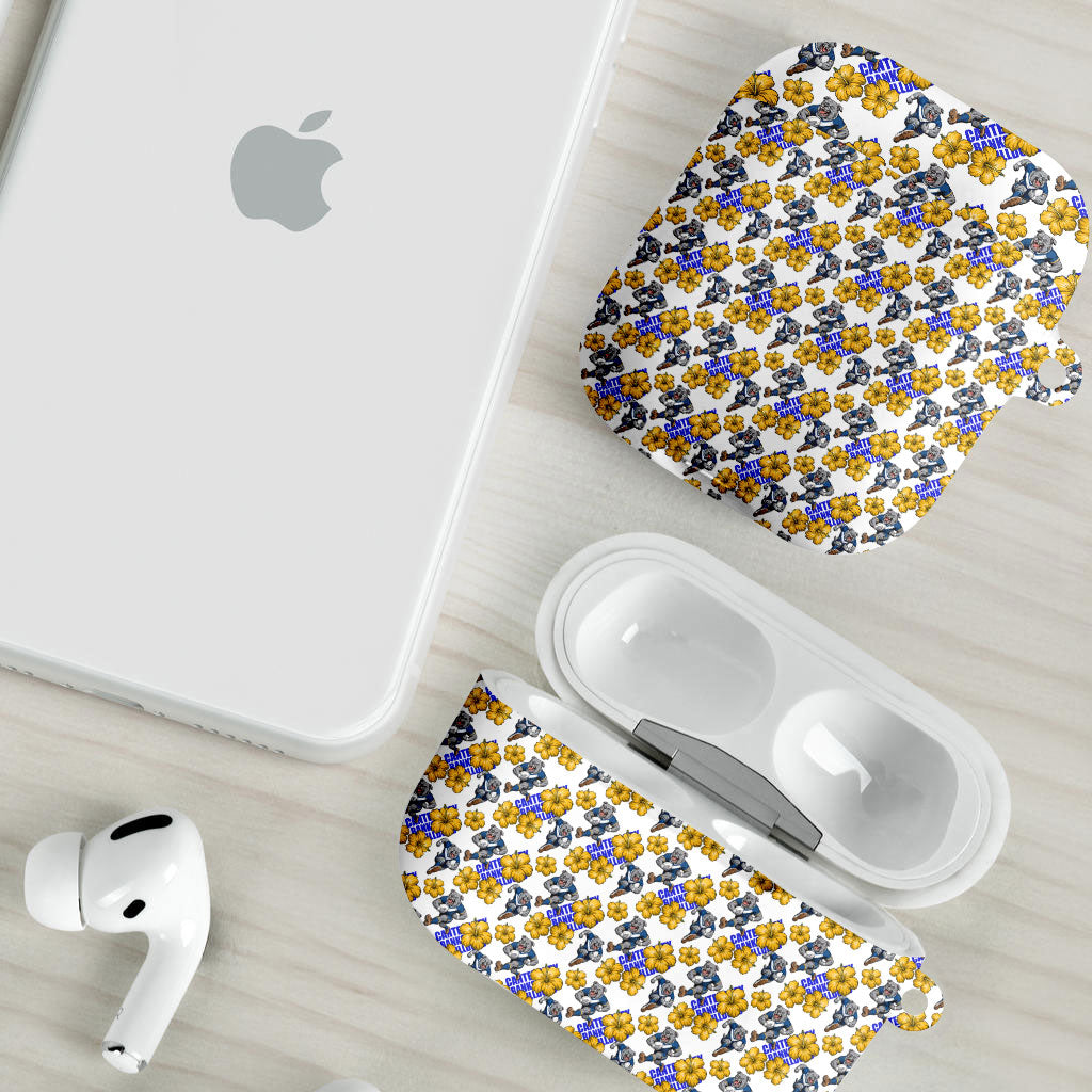 Canterbury-Bankstown Bulldogs AirPods Case Tropical Hibiscus Floral Seamless Rugby Mascot
