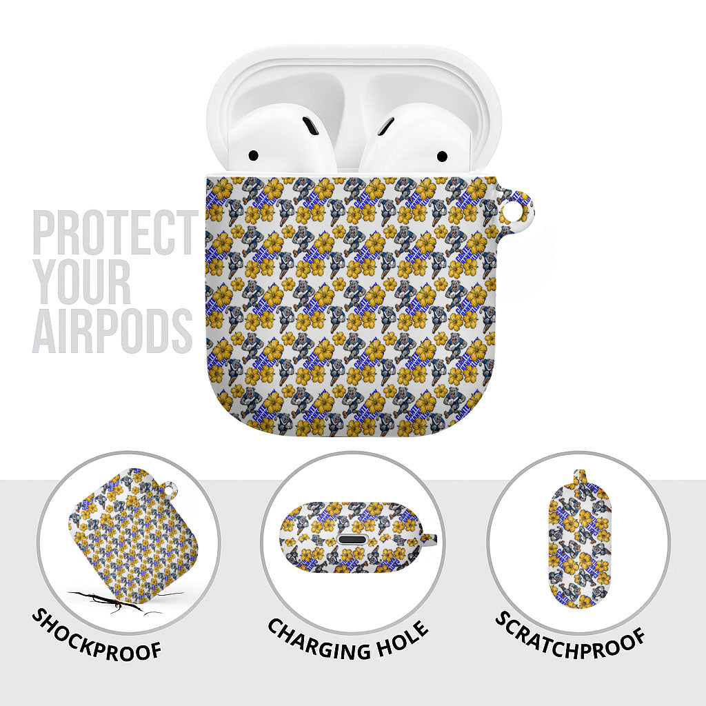 Canterbury-Bankstown Bulldogs AirPods Case Tropical Hibiscus Floral Seamless Rugby Mascot
