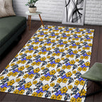 Canterbury-Bankstown Bulldogs Area Rug Tropical Hibiscus Floral Seamless Rugby Mascot