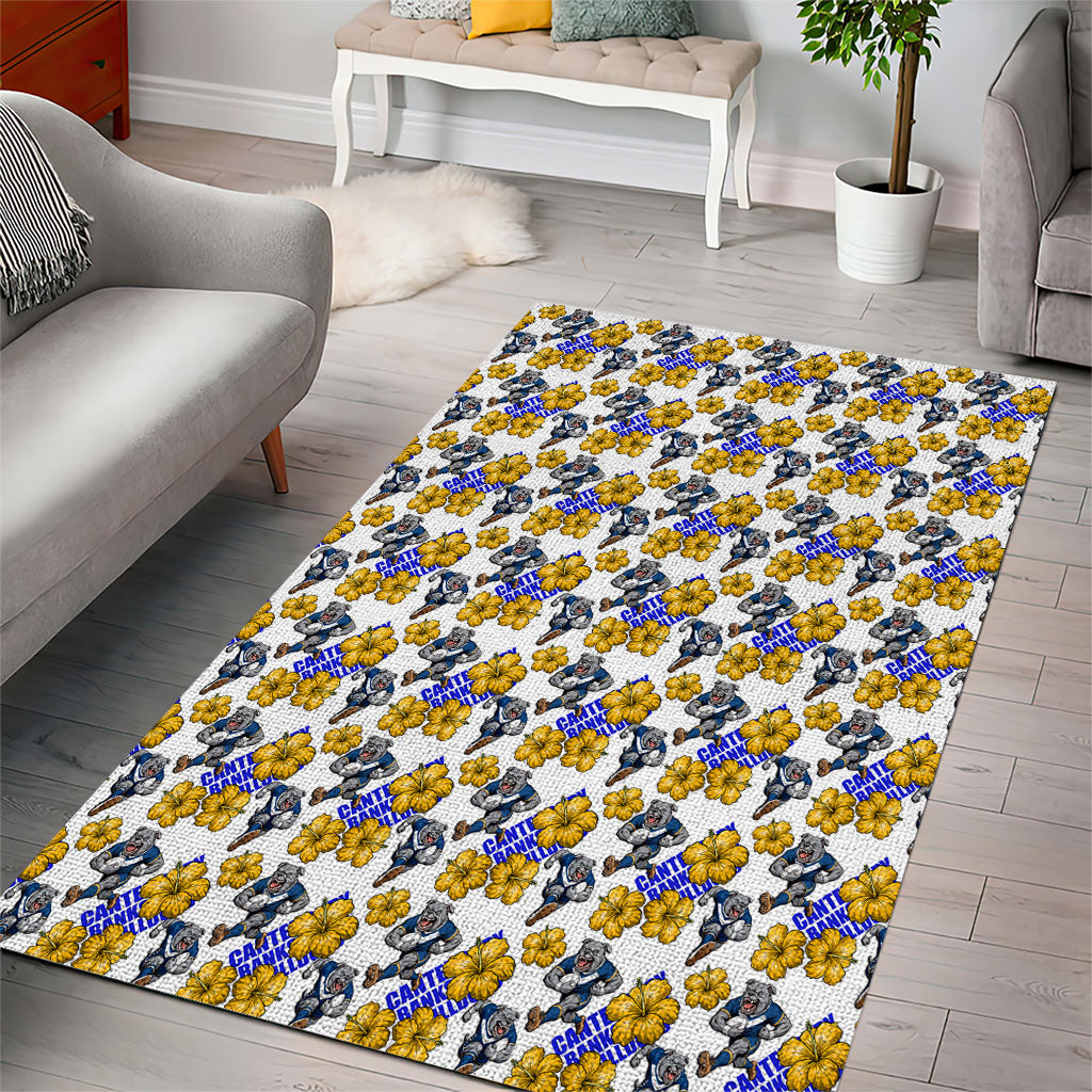 Canterbury-Bankstown Bulldogs Area Rug Tropical Hibiscus Floral Seamless Rugby Mascot