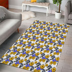 Canterbury-Bankstown Bulldogs Area Rug Tropical Hibiscus Floral Seamless Rugby Mascot
