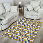 Canterbury-Bankstown Bulldogs Area Rug Tropical Hibiscus Floral Seamless Rugby Mascot