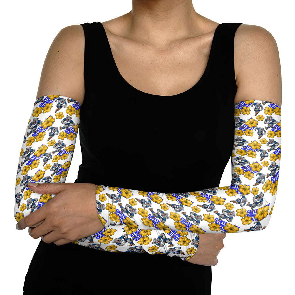 Canterbury-Bankstown Bulldogs Arm Sleeves Tropical Hibiscus Floral Seamless Rugby Mascot