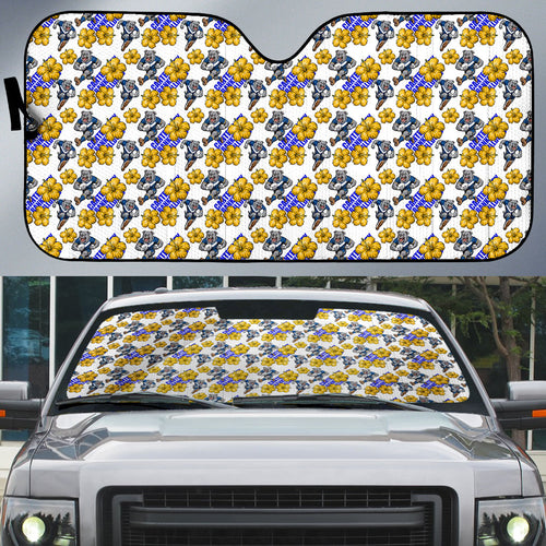 Canterbury-Bankstown Bulldogs Auto Sun Shade Tropical Hibiscus Floral Seamless Rugby Mascot