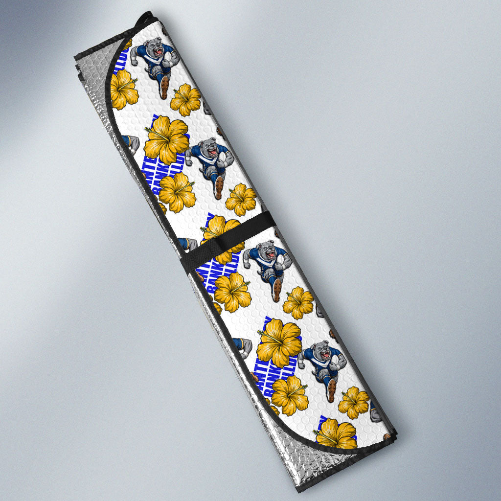 Canterbury-Bankstown Bulldogs Auto Sun Shade Tropical Hibiscus Floral Seamless Rugby Mascot