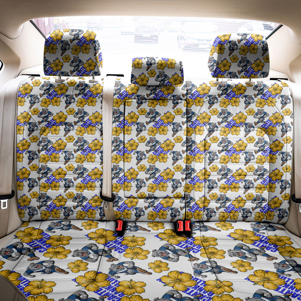 Canterbury-Bankstown Bulldogs Back Car Seat Cover Tropical Hibiscus Floral Seamless Rugby Mascot