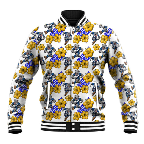Canterbury-Bankstown Bulldogs Baseball Jacket Tropical Hibiscus Floral Seamless Rugby Mascot