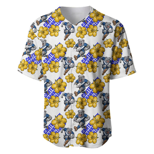 Canterbury-Bankstown Bulldogs Baseball Jersey Tropical Hibiscus Floral Seamless Rugby Mascot