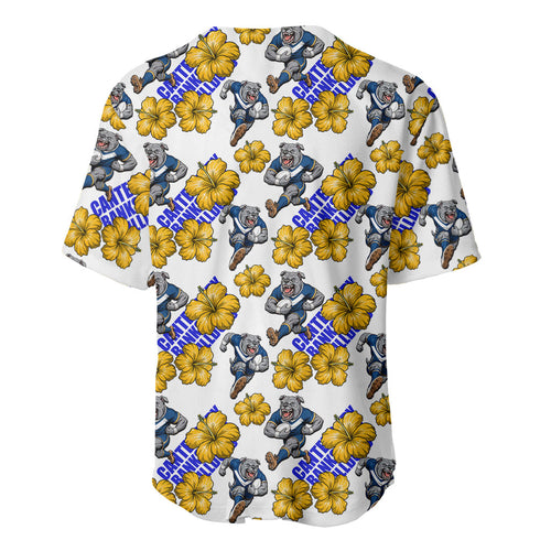 Canterbury-Bankstown Bulldogs Baseball Jersey Tropical Hibiscus Floral Seamless Rugby Mascot