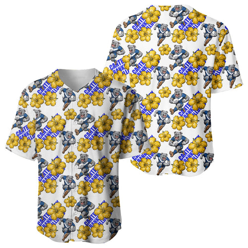 Canterbury-Bankstown Bulldogs Baseball Jersey Tropical Hibiscus Floral Seamless Rugby Mascot
