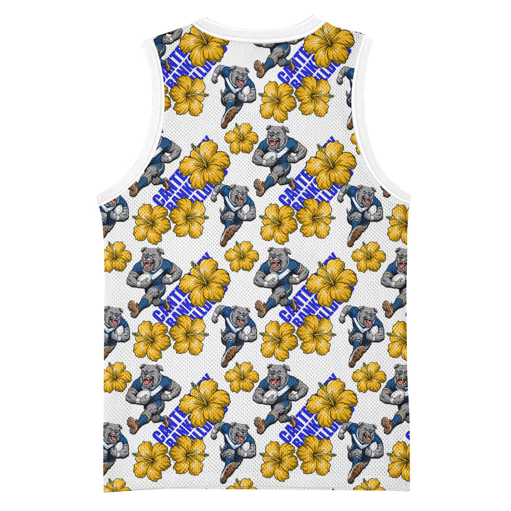 Canterbury-Bankstown Bulldogs Basketball Jersey Tropical Hibiscus Floral Seamless Rugby Mascot