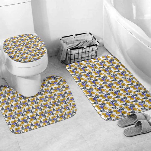 Canterbury-Bankstown Bulldogs Bathroom Set Tropical Hibiscus Floral Seamless Rugby Mascot