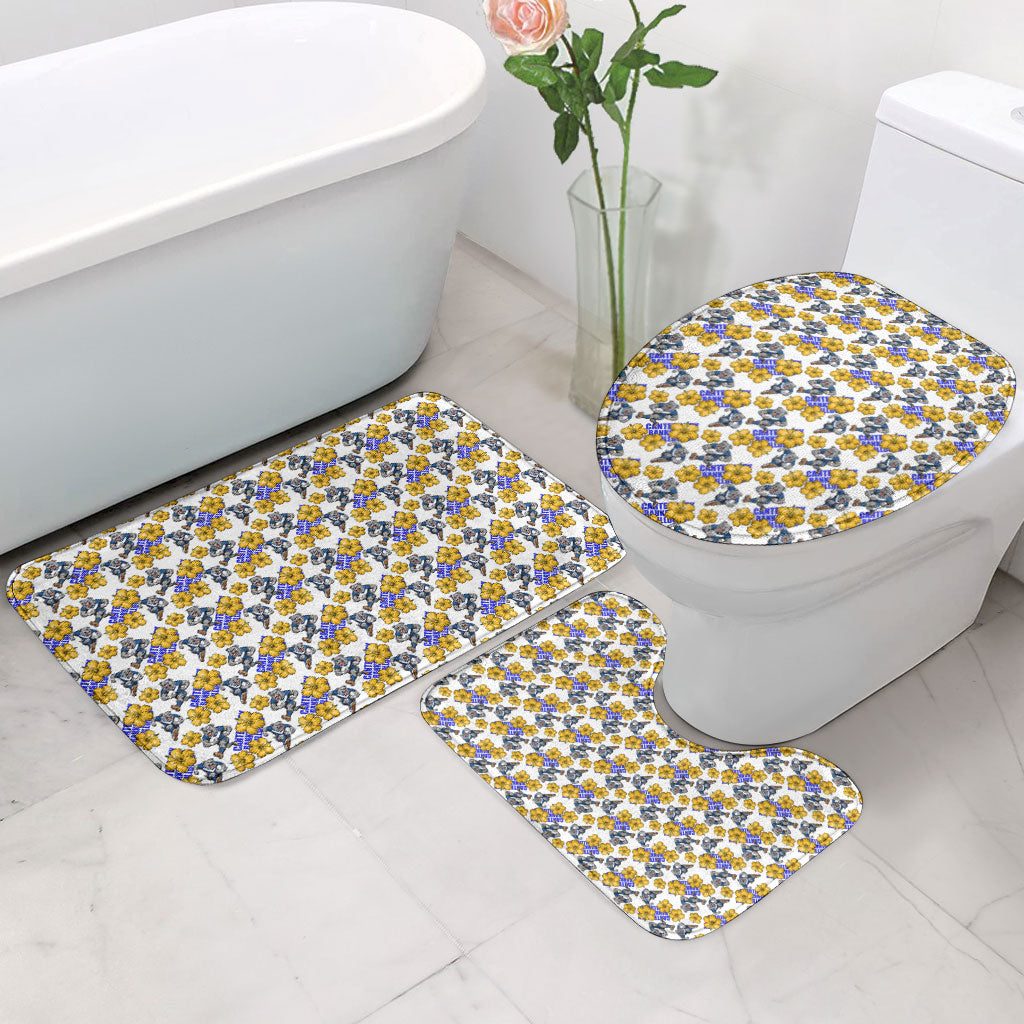 Canterbury-Bankstown Bulldogs Bathroom Set Tropical Hibiscus Floral Seamless Rugby Mascot