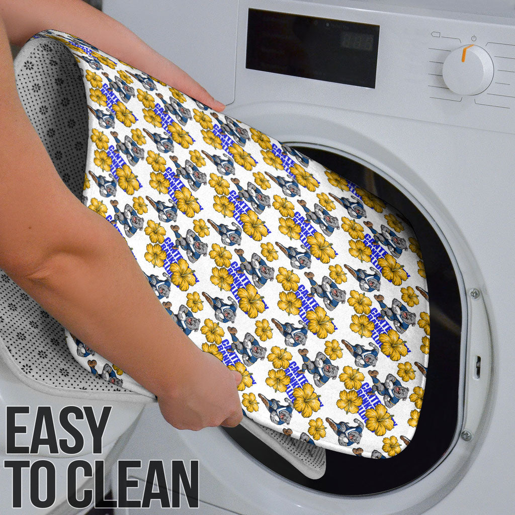Canterbury-Bankstown Bulldogs Bathroom Set Tropical Hibiscus Floral Seamless Rugby Mascot