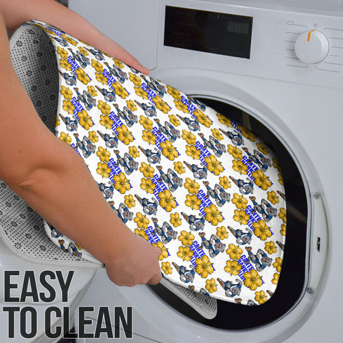 Canterbury-Bankstown Bulldogs Bathroom Set Tropical Hibiscus Floral Seamless Rugby Mascot