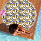 Canterbury-Bankstown Bulldogs Beach Blanket Tropical Hibiscus Floral Seamless Rugby Mascot