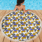 Canterbury-Bankstown Bulldogs Beach Blanket Tropical Hibiscus Floral Seamless Rugby Mascot