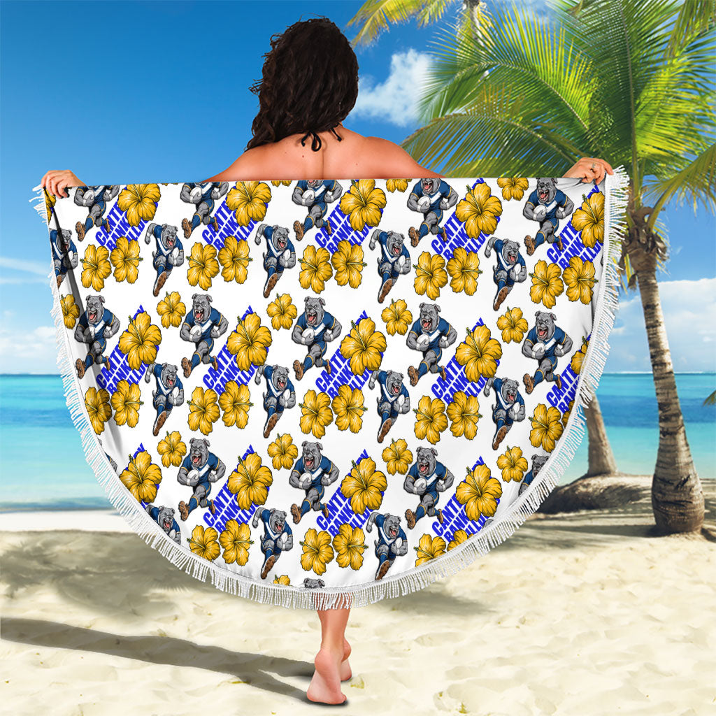 Canterbury-Bankstown Bulldogs Beach Blanket Tropical Hibiscus Floral Seamless Rugby Mascot