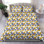 Canterbury-Bankstown Bulldogs Bedding Set Tropical Hibiscus Floral Seamless Rugby Mascot