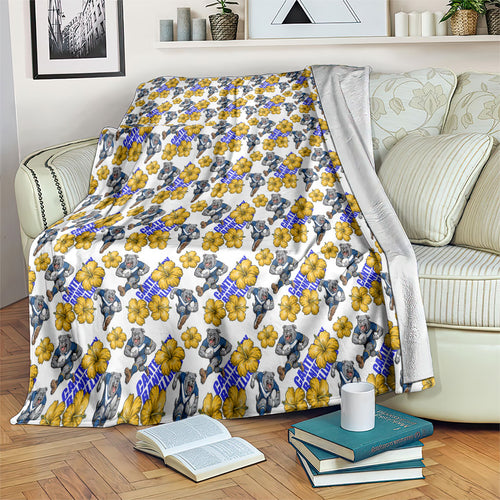 Canterbury-Bankstown Bulldogs Blanket Tropical Hibiscus Floral Seamless Rugby Mascot