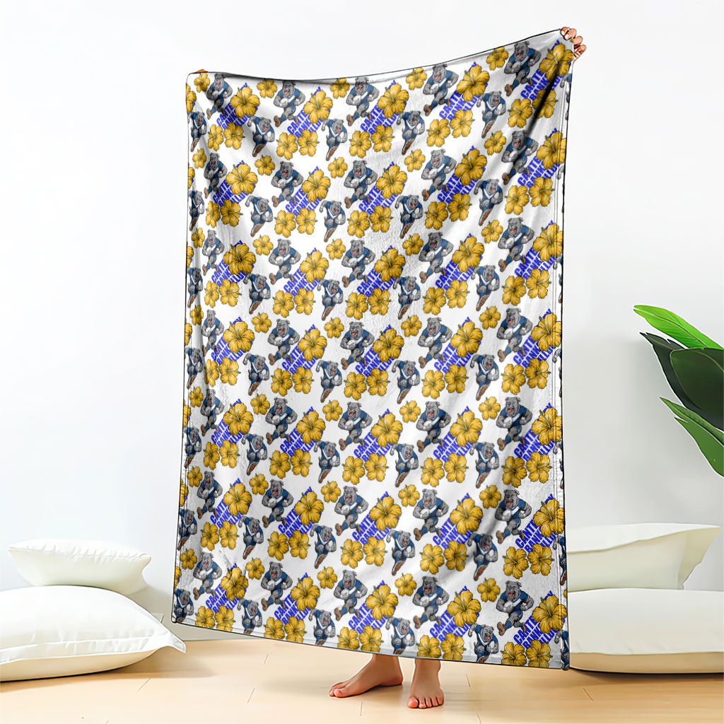 Canterbury-Bankstown Bulldogs Blanket Tropical Hibiscus Floral Seamless Rugby Mascot