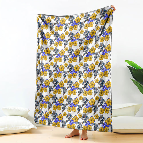 Canterbury-Bankstown Bulldogs Blanket Tropical Hibiscus Floral Seamless Rugby Mascot