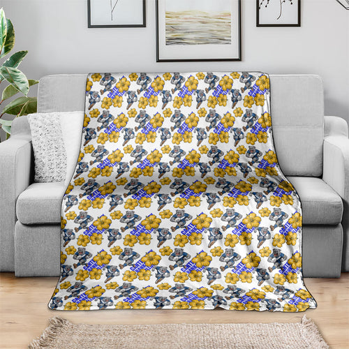 Canterbury-Bankstown Bulldogs Blanket Tropical Hibiscus Floral Seamless Rugby Mascot