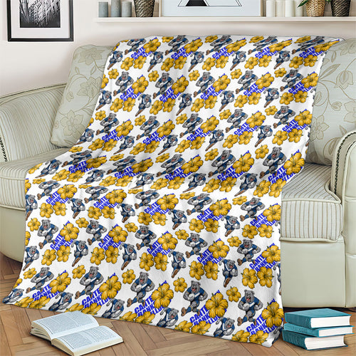 Canterbury-Bankstown Bulldogs Blanket Tropical Hibiscus Floral Seamless Rugby Mascot