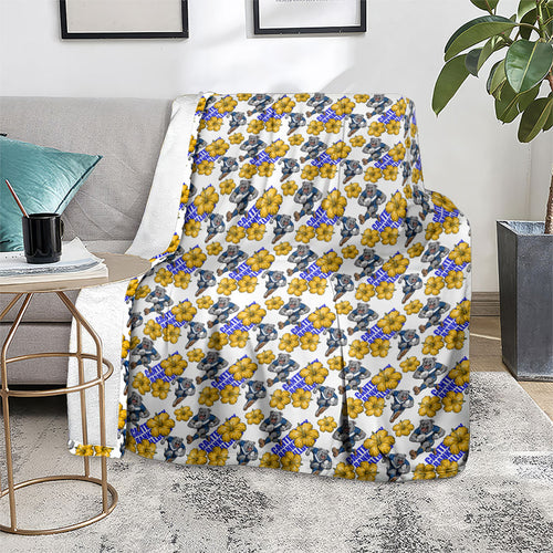 Canterbury-Bankstown Bulldogs Blanket Tropical Hibiscus Floral Seamless Rugby Mascot