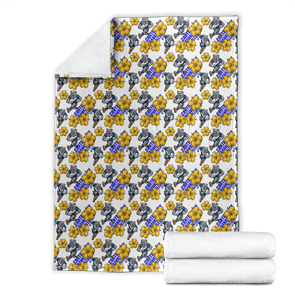 Canterbury-Bankstown Bulldogs Blanket Tropical Hibiscus Floral Seamless Rugby Mascot