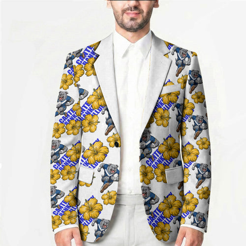 Canterbury-Bankstown Bulldogs Blazer Tropical Hibiscus Floral Seamless Rugby Mascot