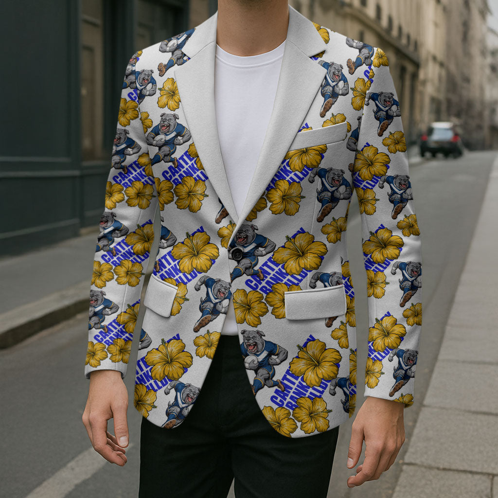 Canterbury-Bankstown Bulldogs Blazer Tropical Hibiscus Floral Seamless Rugby Mascot