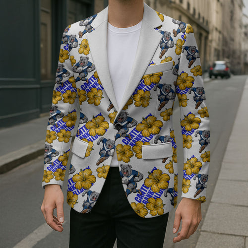 Canterbury-Bankstown Bulldogs Blazer Tropical Hibiscus Floral Seamless Rugby Mascot
