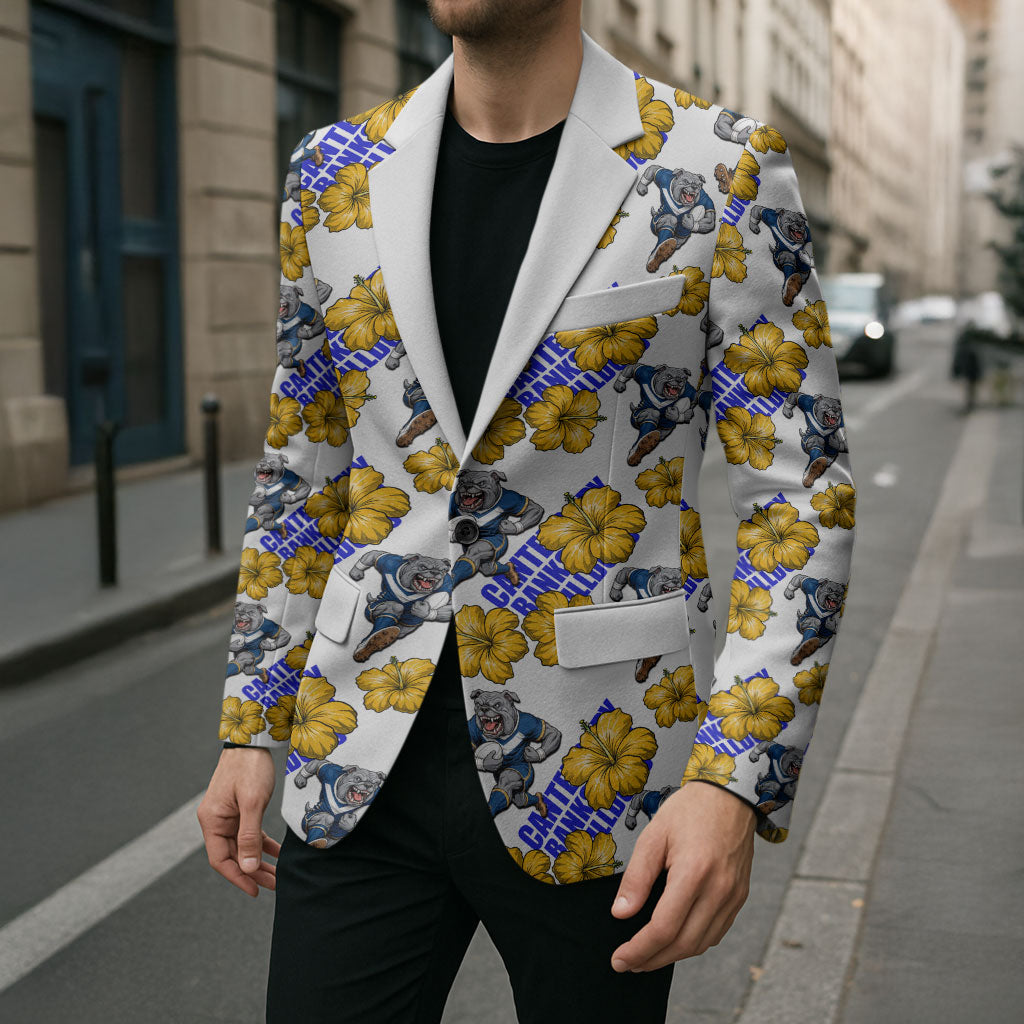 Canterbury-Bankstown Bulldogs Blazer Tropical Hibiscus Floral Seamless Rugby Mascot