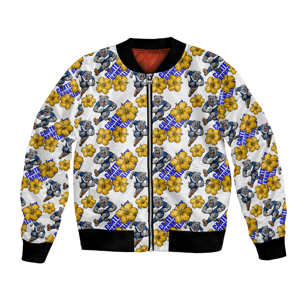 Canterbury-Bankstown Bulldogs Bomber Jacket Tropical Hibiscus Floral Seamless Rugby Mascot