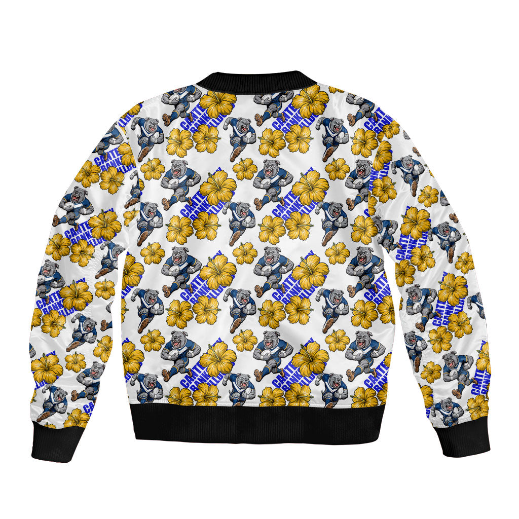 Canterbury-Bankstown Bulldogs Bomber Jacket Tropical Hibiscus Floral Seamless Rugby Mascot