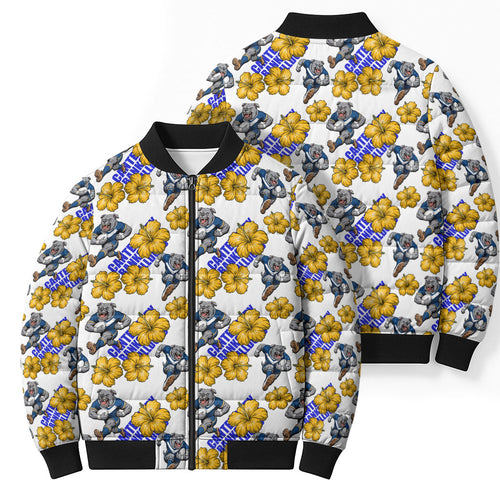 Canterbury-Bankstown Bulldogs Bomber Puffer Jacket Tropical Hibiscus Floral Seamless Rugby Mascot