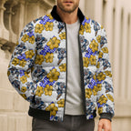 Canterbury-Bankstown Bulldogs Bomber Puffer Jacket Tropical Hibiscus Floral Seamless Rugby Mascot