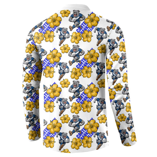 Canterbury-Bankstown Bulldogs Button Sweatshirt Tropical Hibiscus Floral Seamless Rugby Mascot