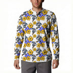 Canterbury-Bankstown Bulldogs Button Sweatshirt Tropical Hibiscus Floral Seamless Rugby Mascot