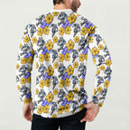 Canterbury-Bankstown Bulldogs Button Sweatshirt Tropical Hibiscus Floral Seamless Rugby Mascot