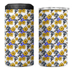 Canterbury-Bankstown Bulldogs 4 in 1 Can Cooler Tumbler Tropical Hibiscus Floral Seamless Rugby Mascot