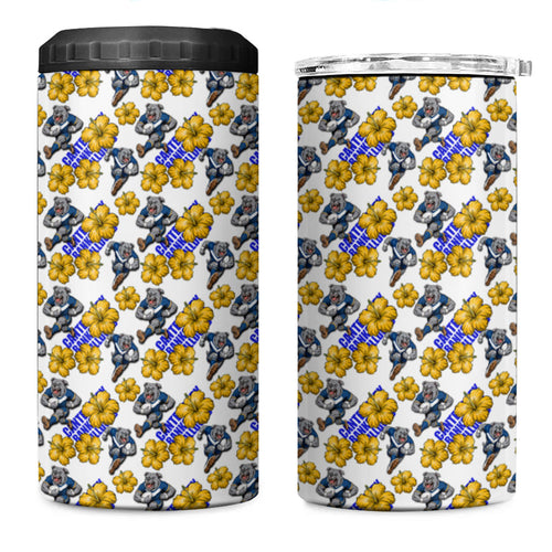Canterbury-Bankstown Bulldogs 4 in 1 Can Cooler Tumbler Tropical Hibiscus Floral Seamless Rugby Mascot