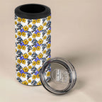 Canterbury-Bankstown Bulldogs 4 in 1 Can Cooler Tumbler Tropical Hibiscus Floral Seamless Rugby Mascot