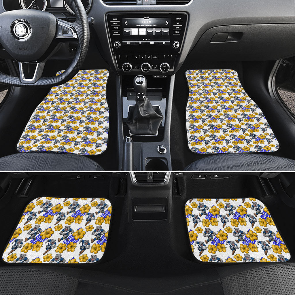 Canterbury-Bankstown Bulldogs Car Mats Tropical Hibiscus Floral Seamless Rugby Mascot