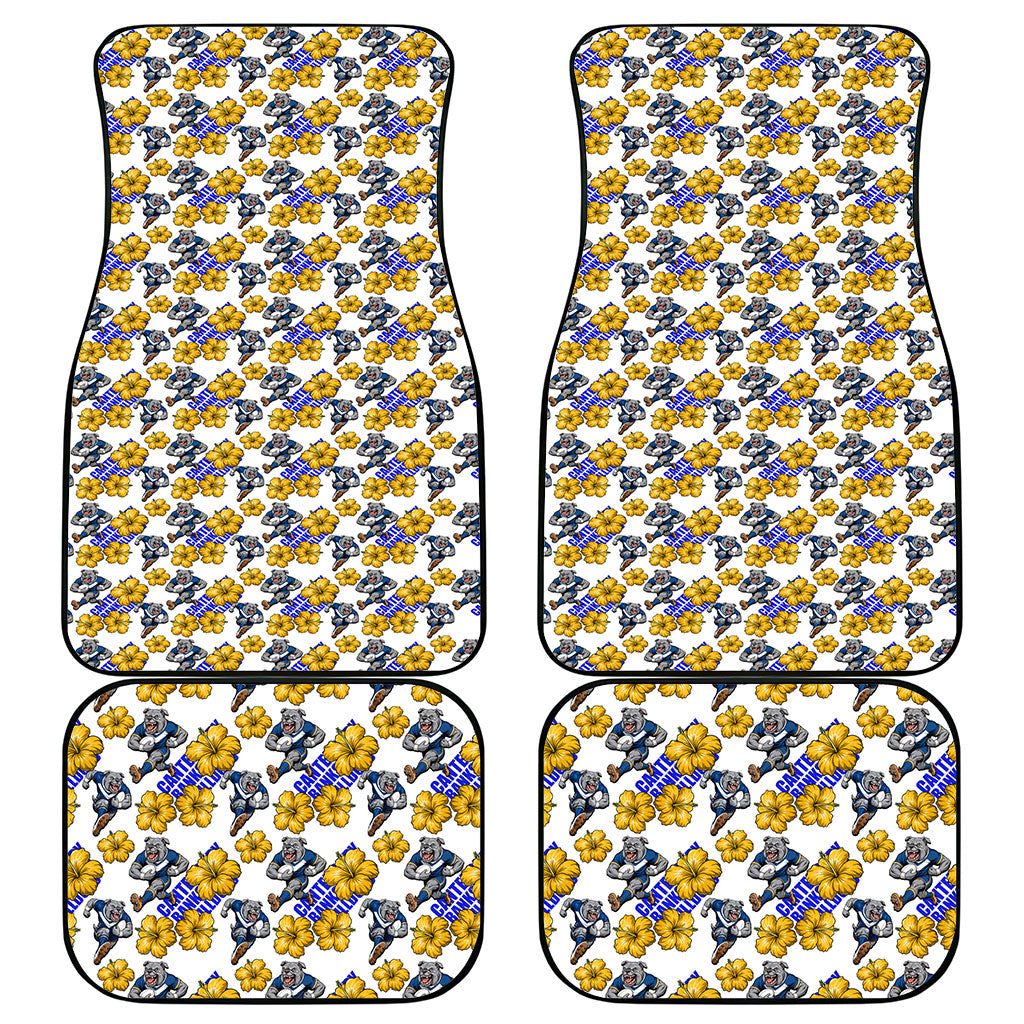 Canterbury-Bankstown Bulldogs Car Mats Tropical Hibiscus Floral Seamless Rugby Mascot