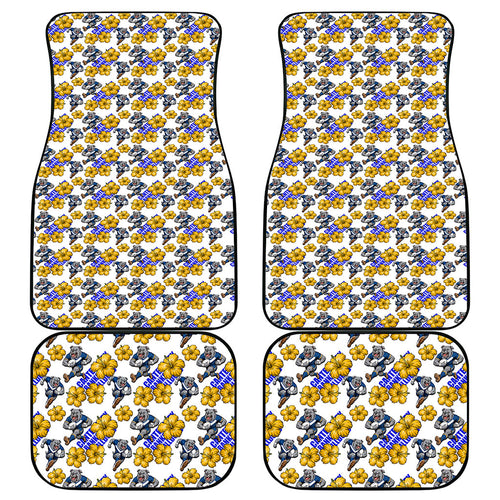 Canterbury-Bankstown Bulldogs Car Mats Tropical Hibiscus Floral Seamless Rugby Mascot