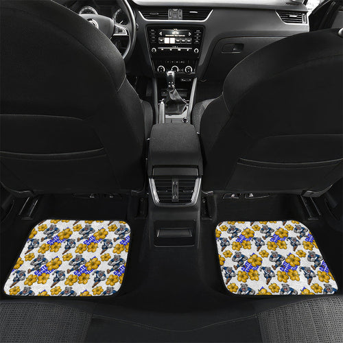 Canterbury-Bankstown Bulldogs Car Mats Tropical Hibiscus Floral Seamless Rugby Mascot
